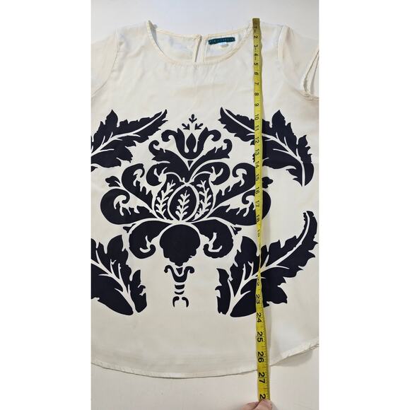 Pim Larkin size L cream black geometric sleevless career casual comfort top - Picture 7 of 7